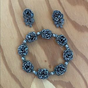 Vintage Pewter Earring and Bracelet Set